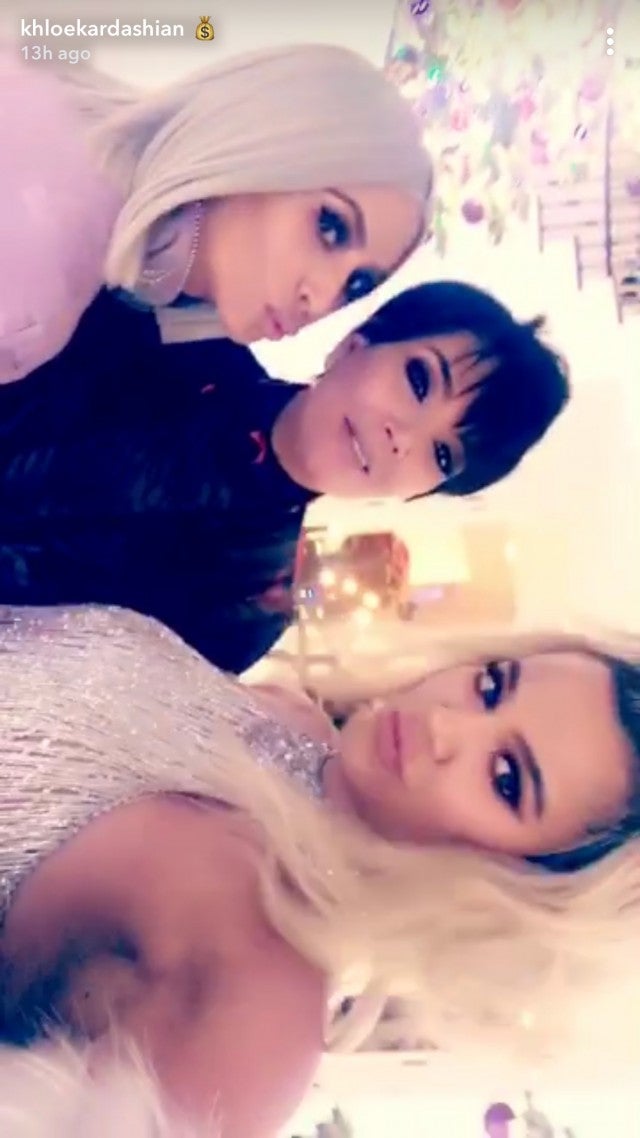 Kim Kardashian, Kris Jenner and Khloe Kardashian at xmas eve party