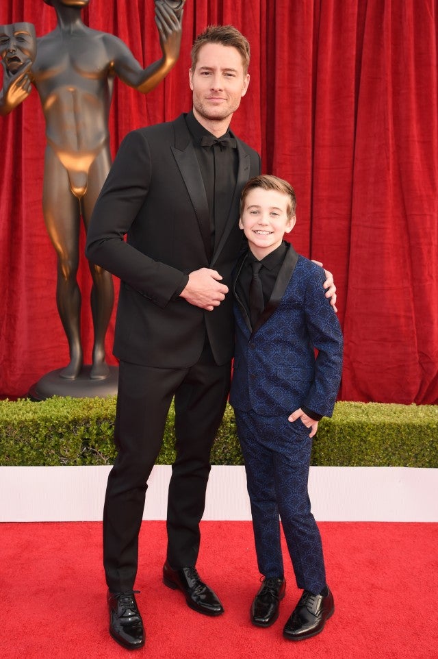 Justin Hartley with Parker Bates at the SAG Awards.