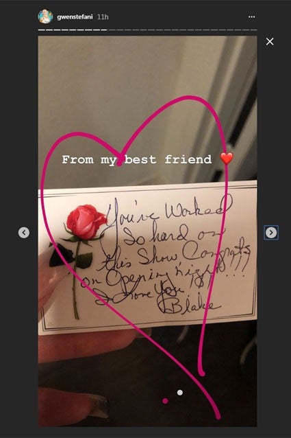   Blake Shelton Notes to Gwen Stefani 