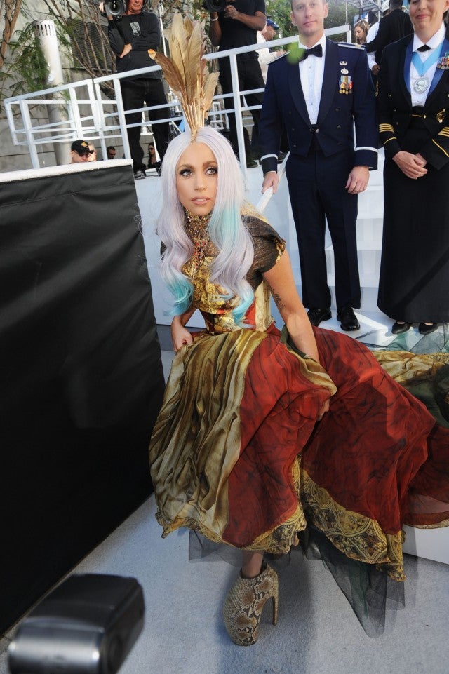 Lady Gaga arrives at the 2010 MTV Video Music Awards at Nokia Theater L.A. Live on September 12, 2010 in Los Angeles, California.