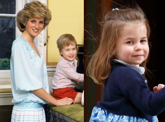 Princess Diana with her son Prince William with Princess Charlotte