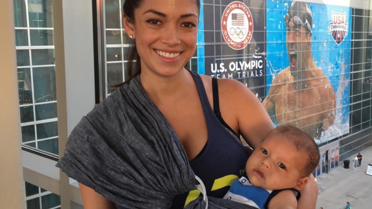 Michael Phelps' Infant Son Boomer Cheers Him on at the Olympic Trials