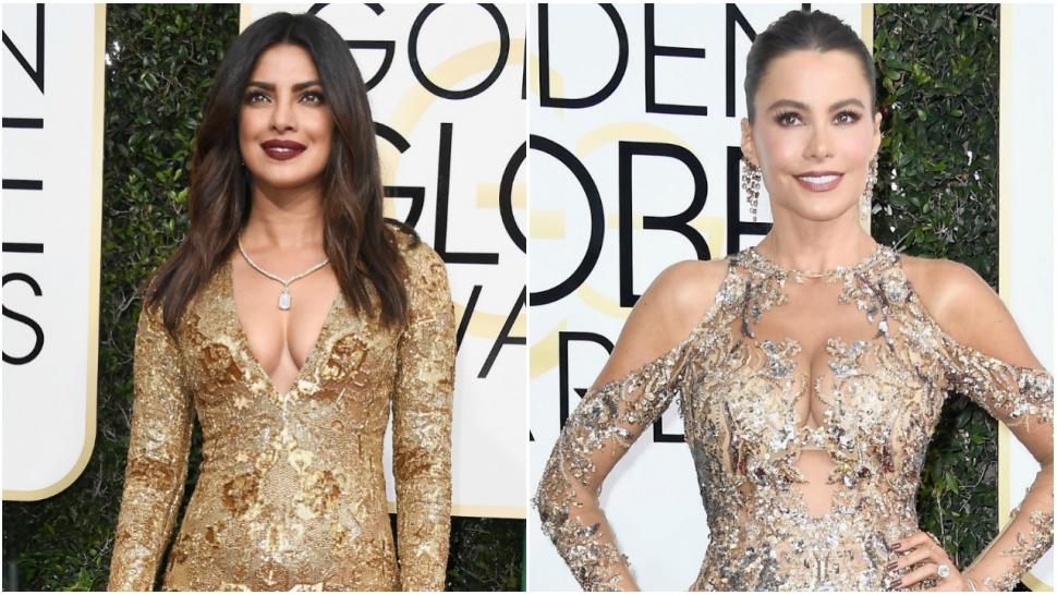 Priyanka Chopra And Sofia Vergara Are Total Golden Globes Twins In Matching Gold Gowns See 