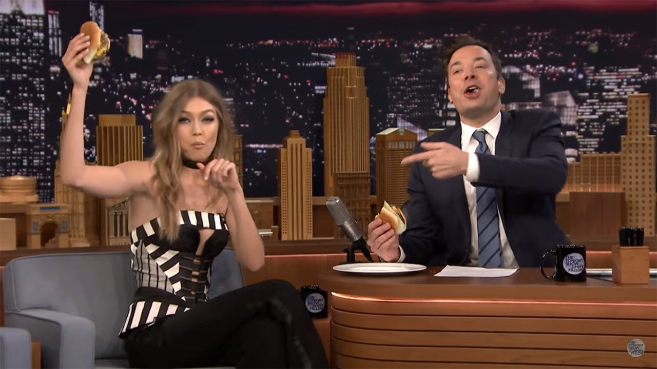 Gigi Hadid devours gourmet burger on The Tonight Show after