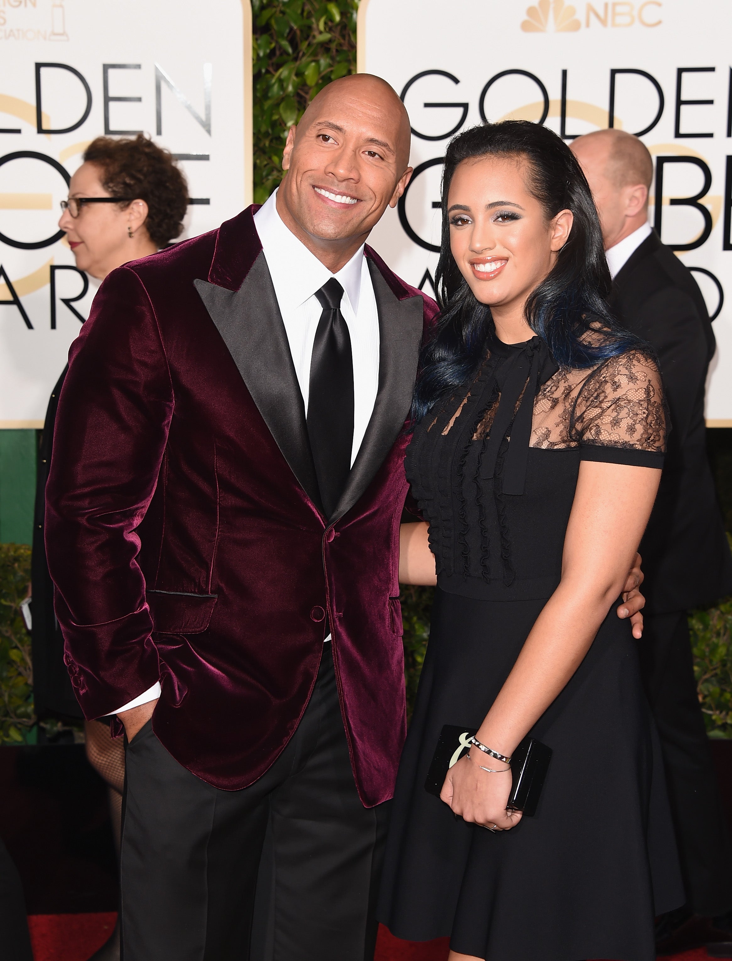Dwayne Johnson and Daughter SImone at 2016 Golden Globes
