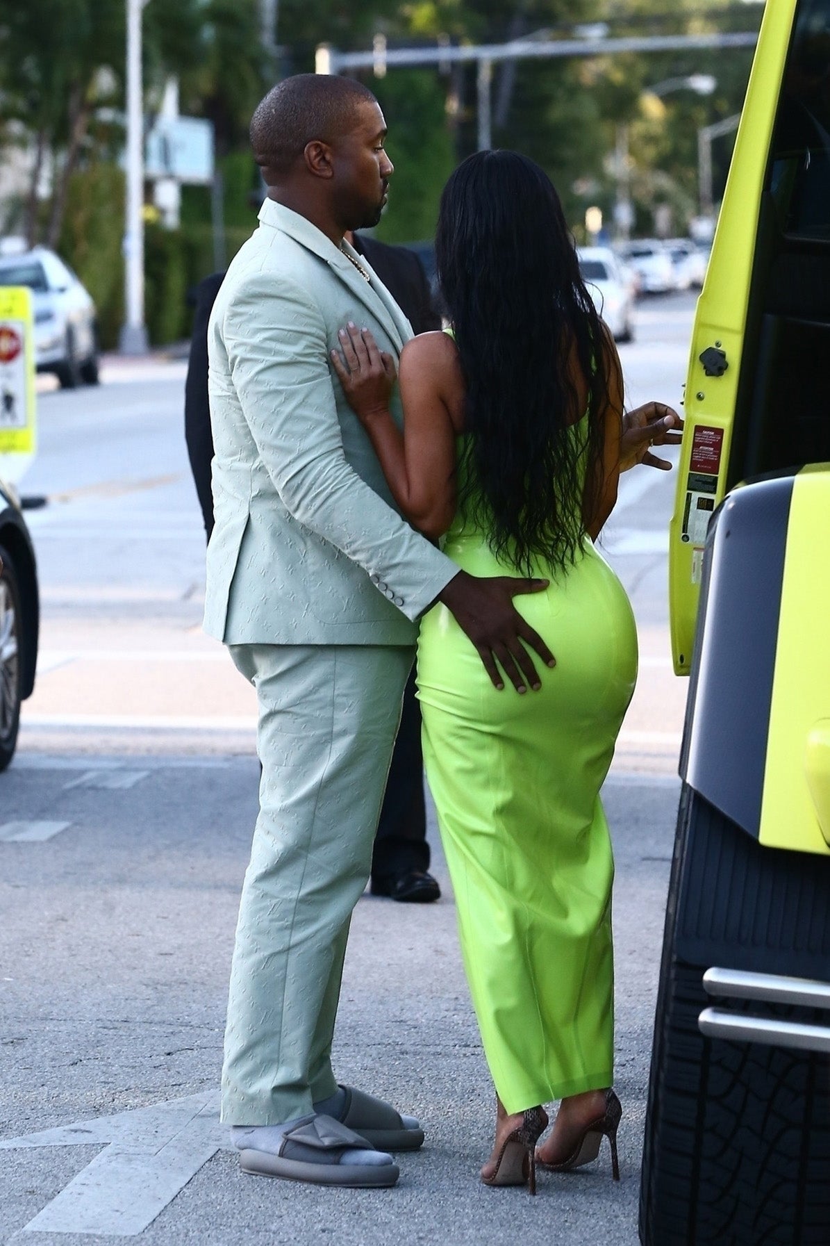 Kim Kardashian Green Dress at 2 Chainz's Wedding