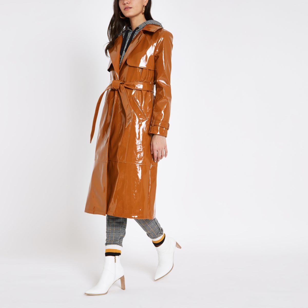 River island clearance vinyl trench coat