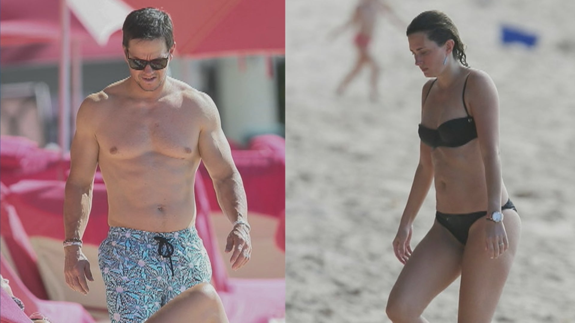 Shirtless Mark Wahlberg Cuddles Up to Wife Rhea Durham During PDA