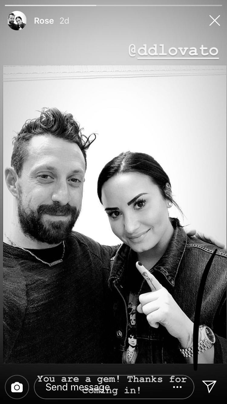 Demi Lovato Covers Up Lip Print Tattoo With New Rose Ink- PopStarTats