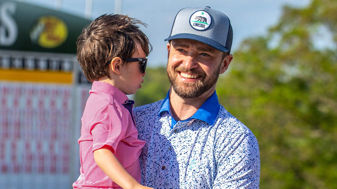 Justin Timberlake's Son Supports Him at Golf Tournament: Video