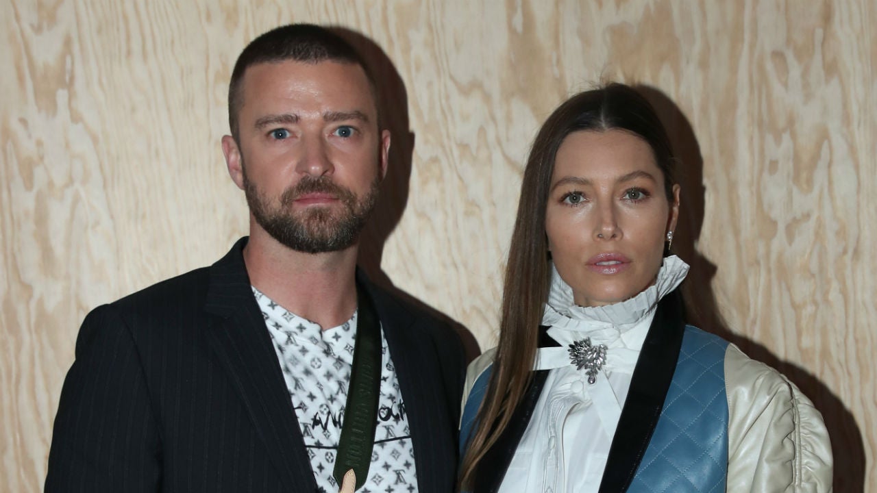 Justin Timberlake tackled at Paris Fashion Week with wife Jessica Biel