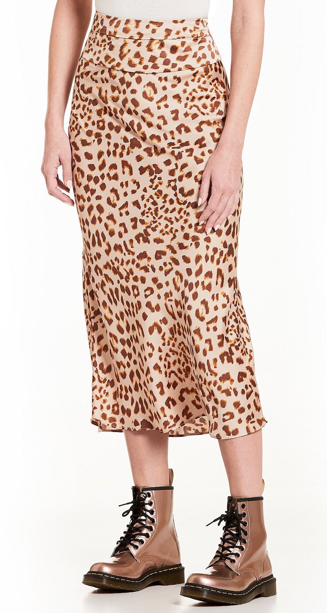 Free People Normani Bias High Waist Cheetah Print Midi Skirt