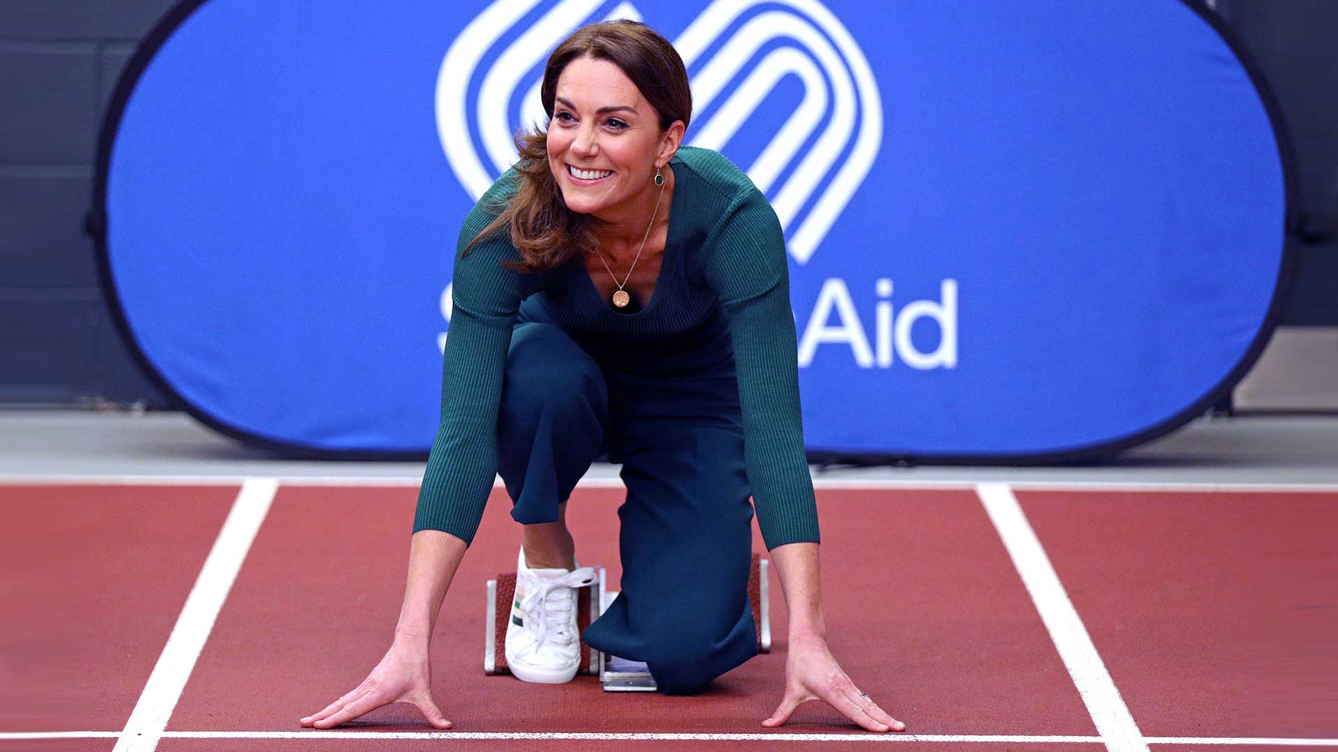 Kate Middleton Shows Off Her Sporty Side in Blue Top and Trousers