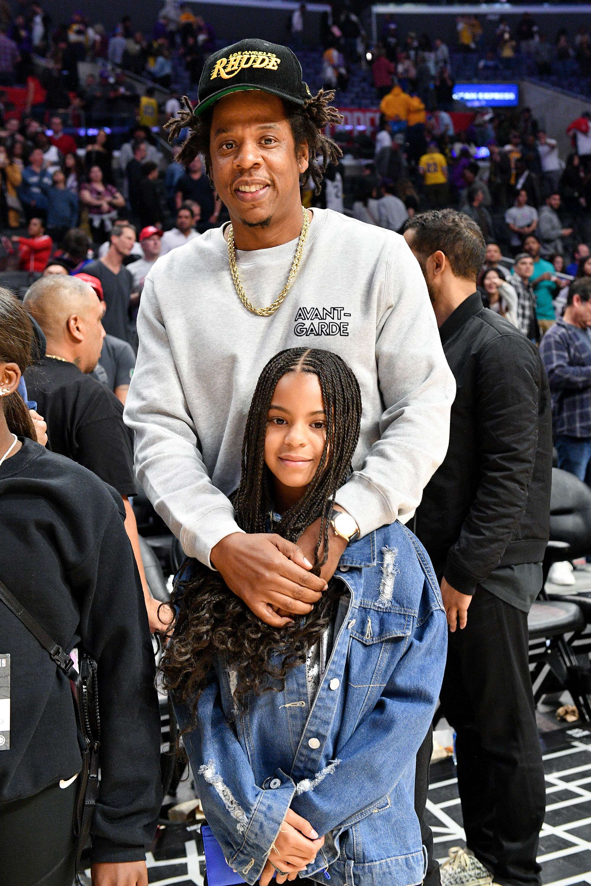 LeBron James of the Los Angeles Lakers and Jay-Z after the game