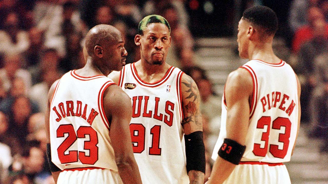FILE: Dennis Rodman of the Los Angeles Lakers gets in a fight