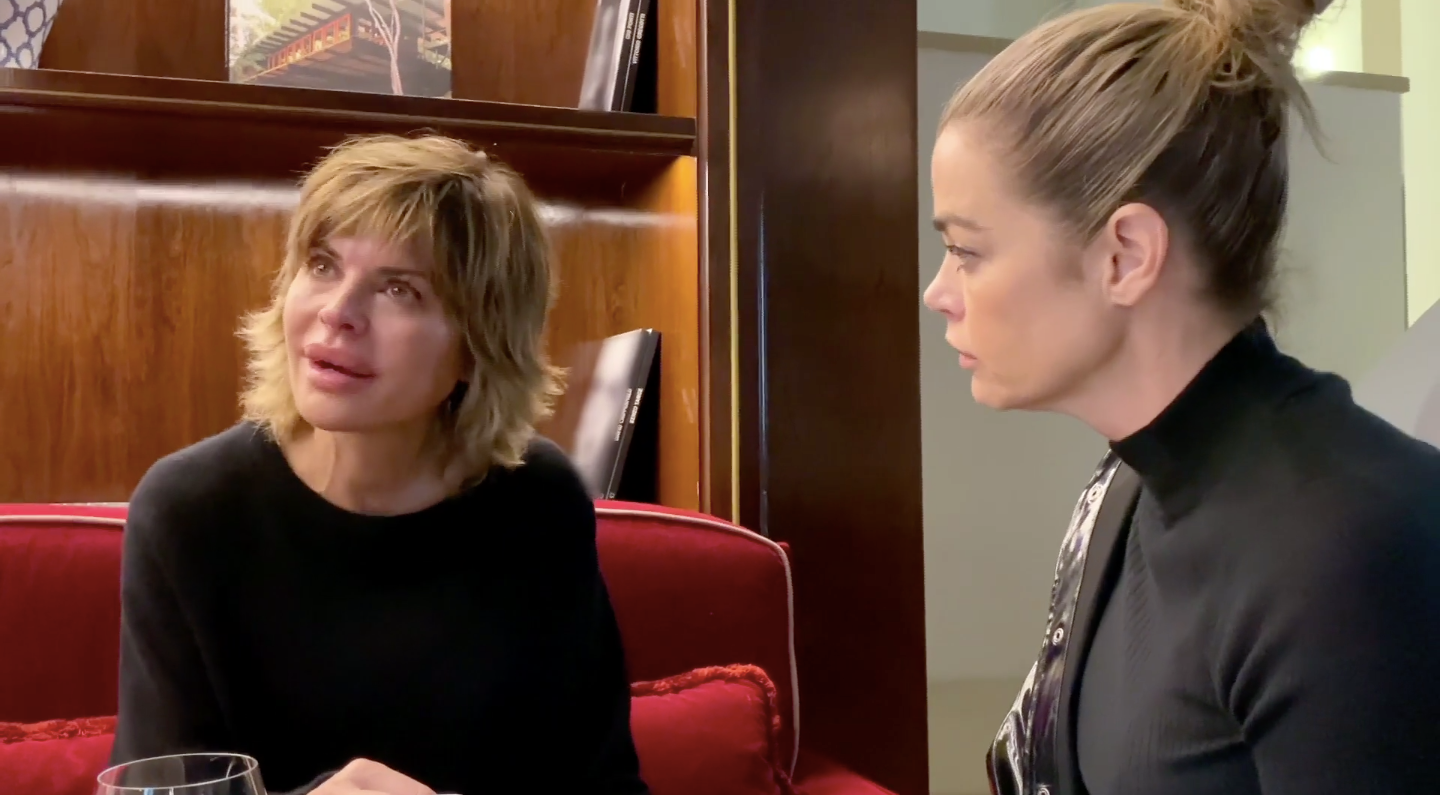 Rhobh First Look Lisa Rinna Left In Tears After Tense One On One With Denise Richards Exclusive Entertainment Tonight