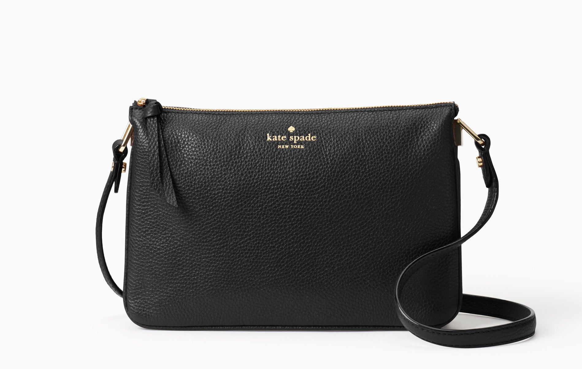 Kate Spade Black Mulberry Pebble Leather Drawstring Fold Over