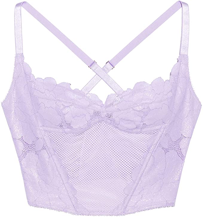 Savage X Fenty Womens Living in The Clouds Iridescent Lace Caged
