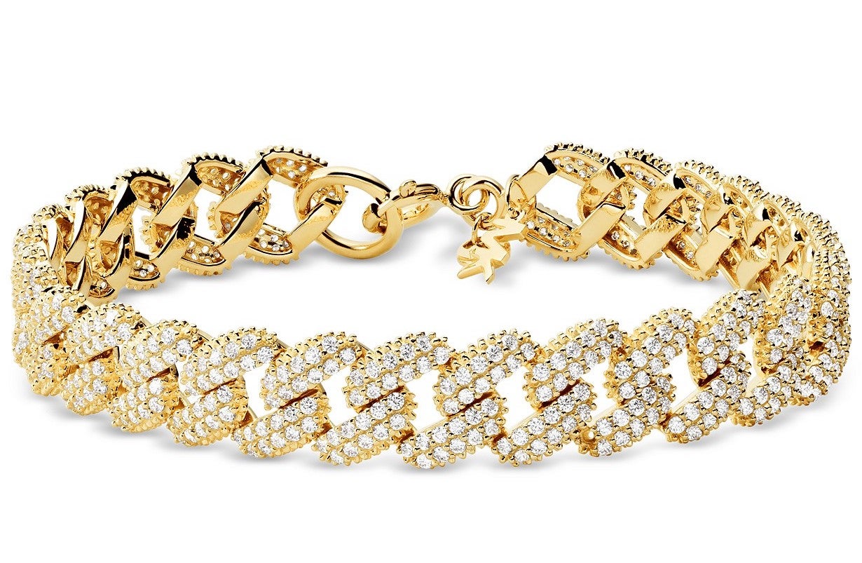 Gold-Tone Sterling Silver Cubic Zirconia Link Statement Bracelet