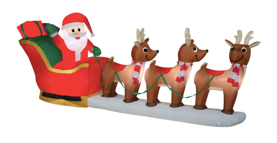 Home Accent Holiday 12 ft Pre-Lit LED Giant-Sized Inflatable Santa and Sleigh Scene