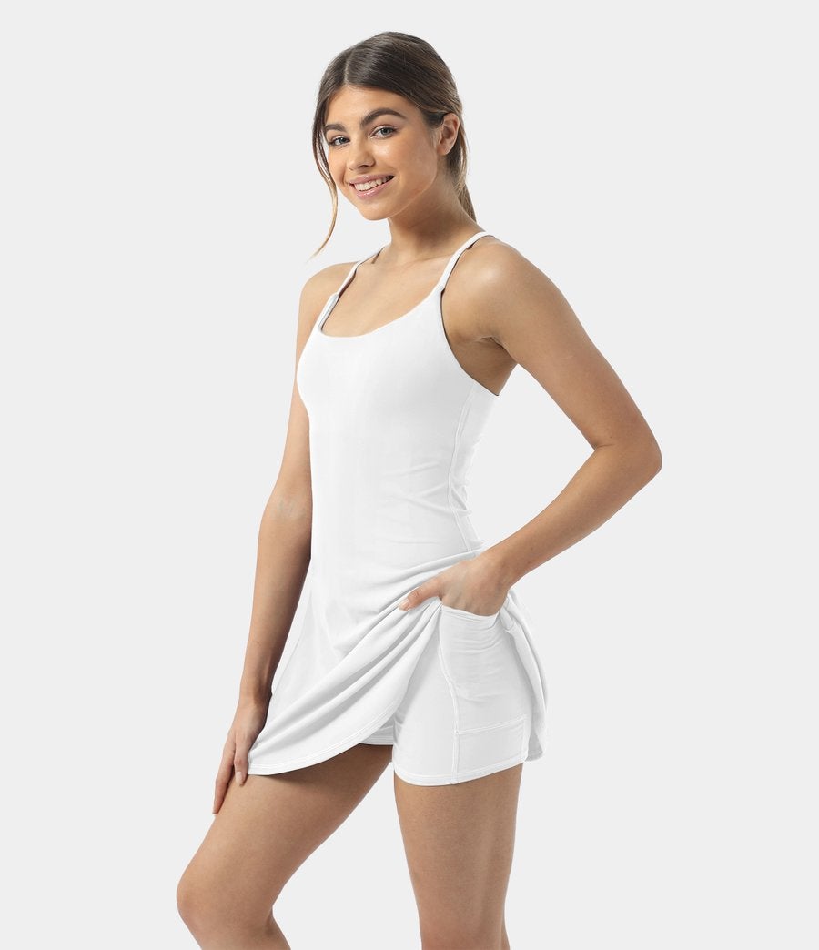Miayilima Casual Dress for Women Workout Tennis Dress With Built In Bra  Shorts Shoulder Straps And Pockets Size XL - Walmart.com