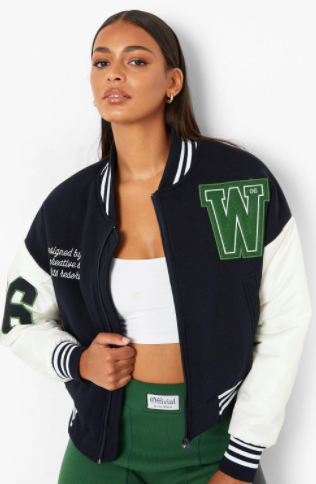 Off-White Witch Logo Patch Varsity Varsity Jacket Black/Peacock