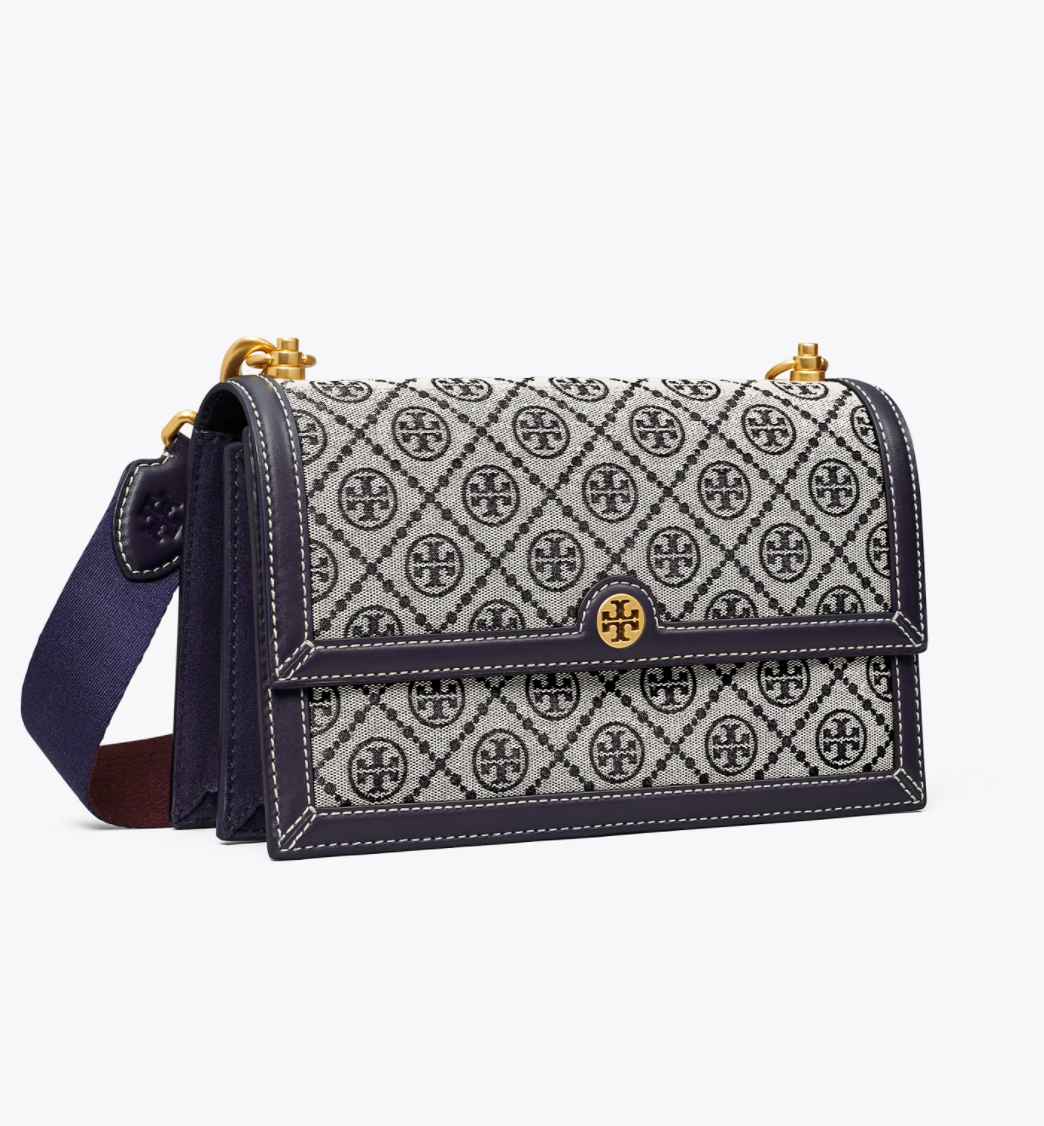 T Monogram Jacquard Shoulder Bag