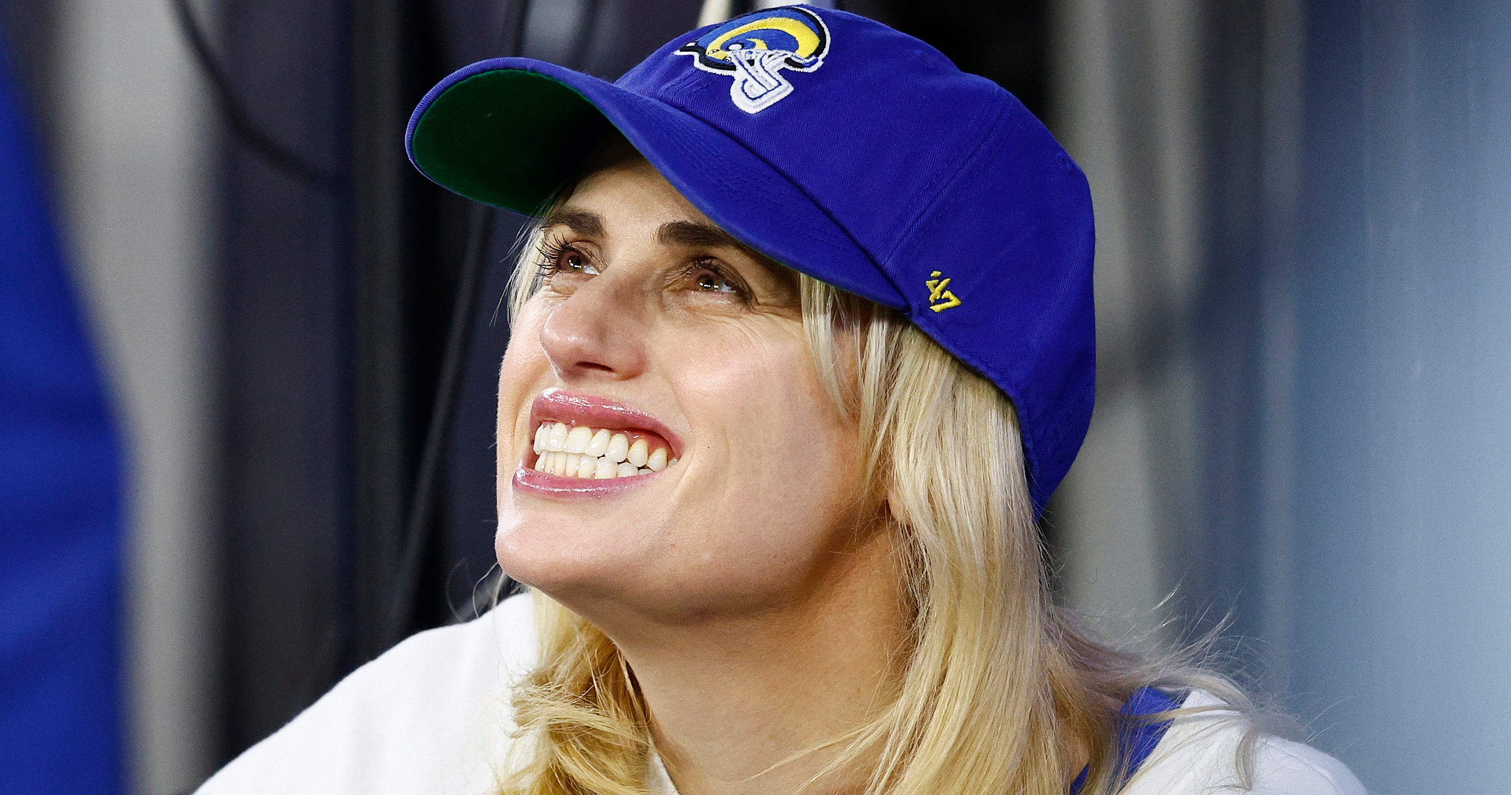 Rebel Wilson cheers on the Rams at NFL match in Los Angeles