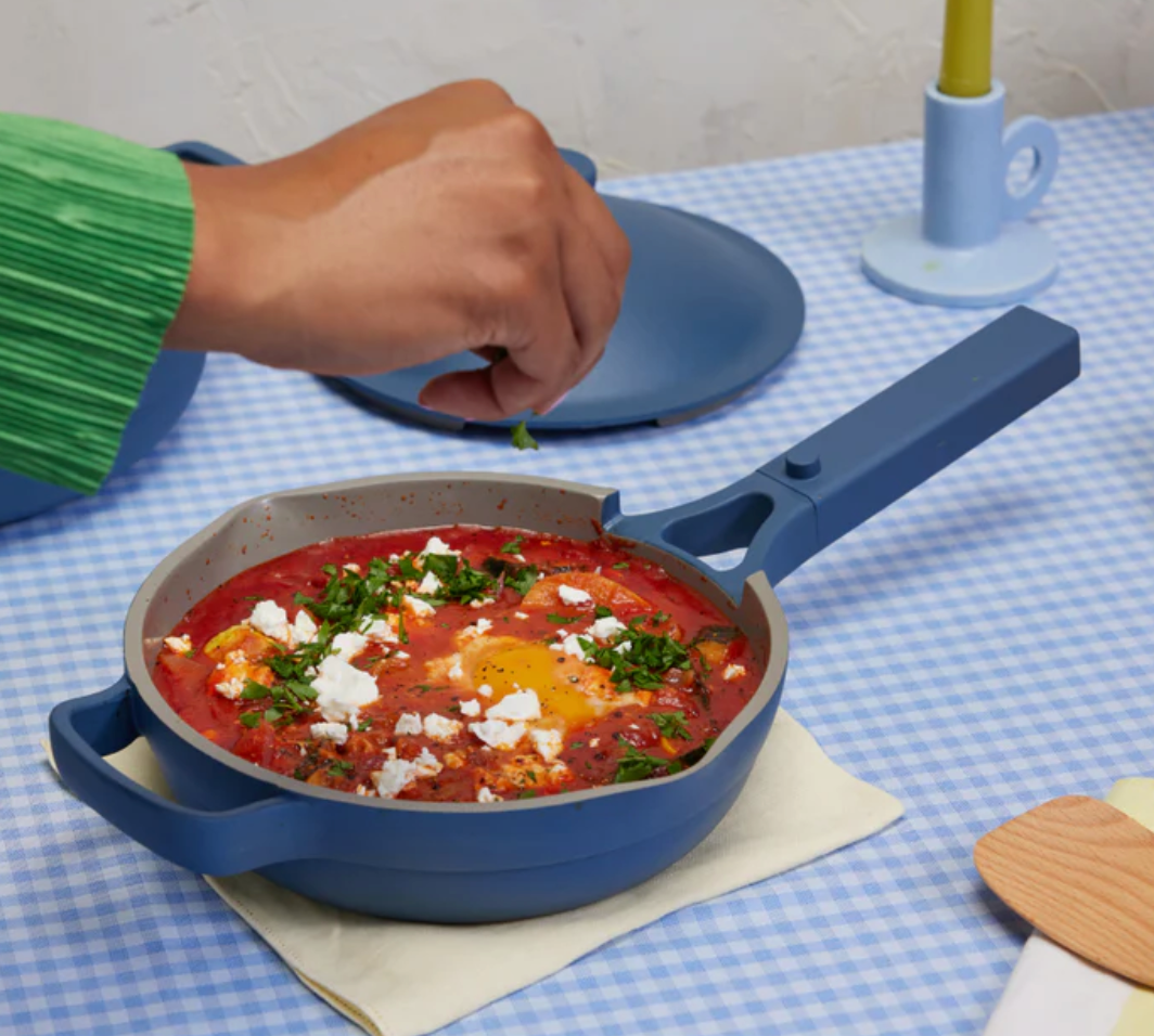 8-Piece Ultimate Cookware Set | Includes Regular and Mini Sizes of Always Pan & Perfect Pot, and Ovenware Set | Color: Blue Salt