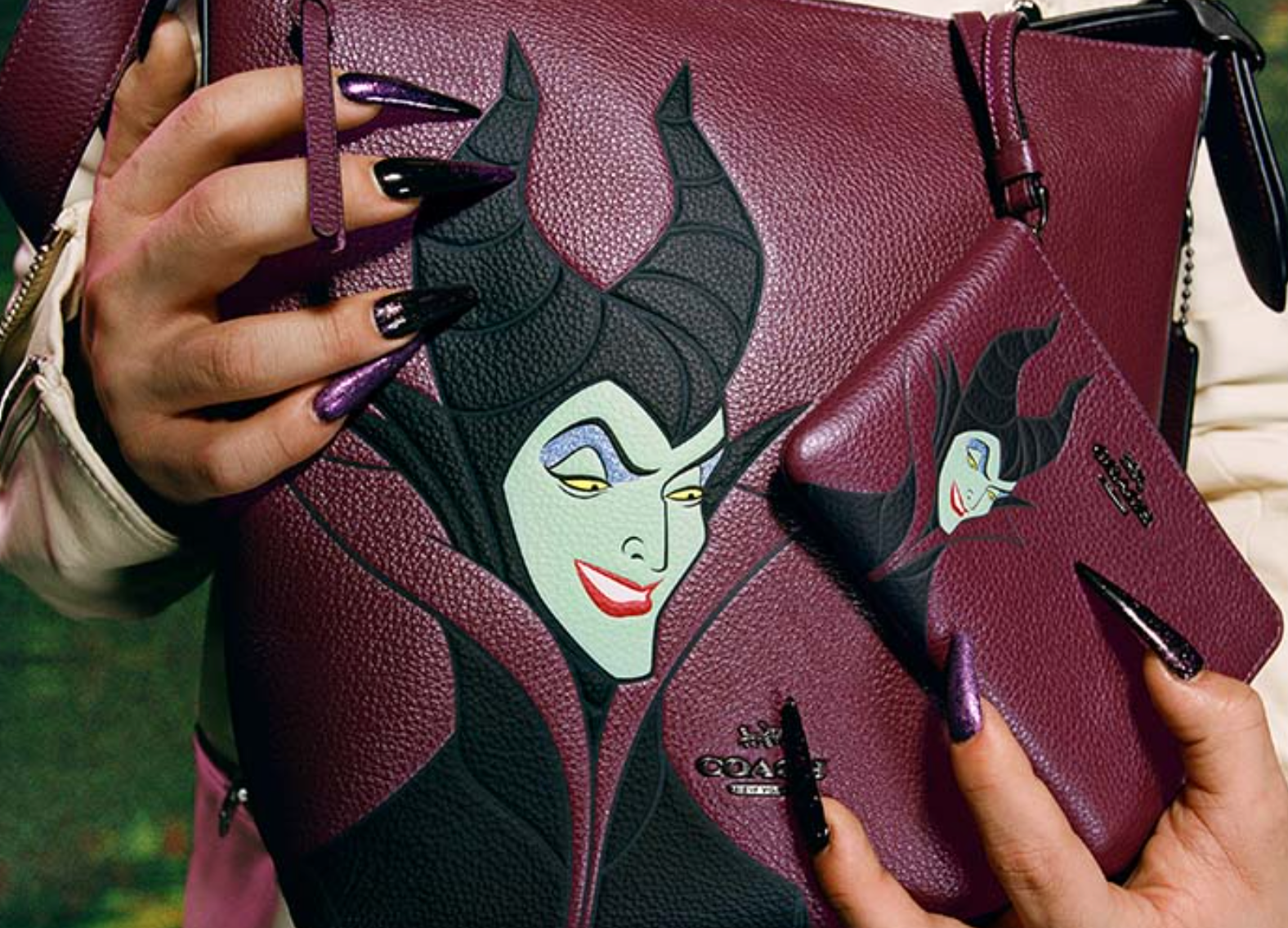 NWT Coach Disney X Coach Card Case With Maleficent/Evil Queen