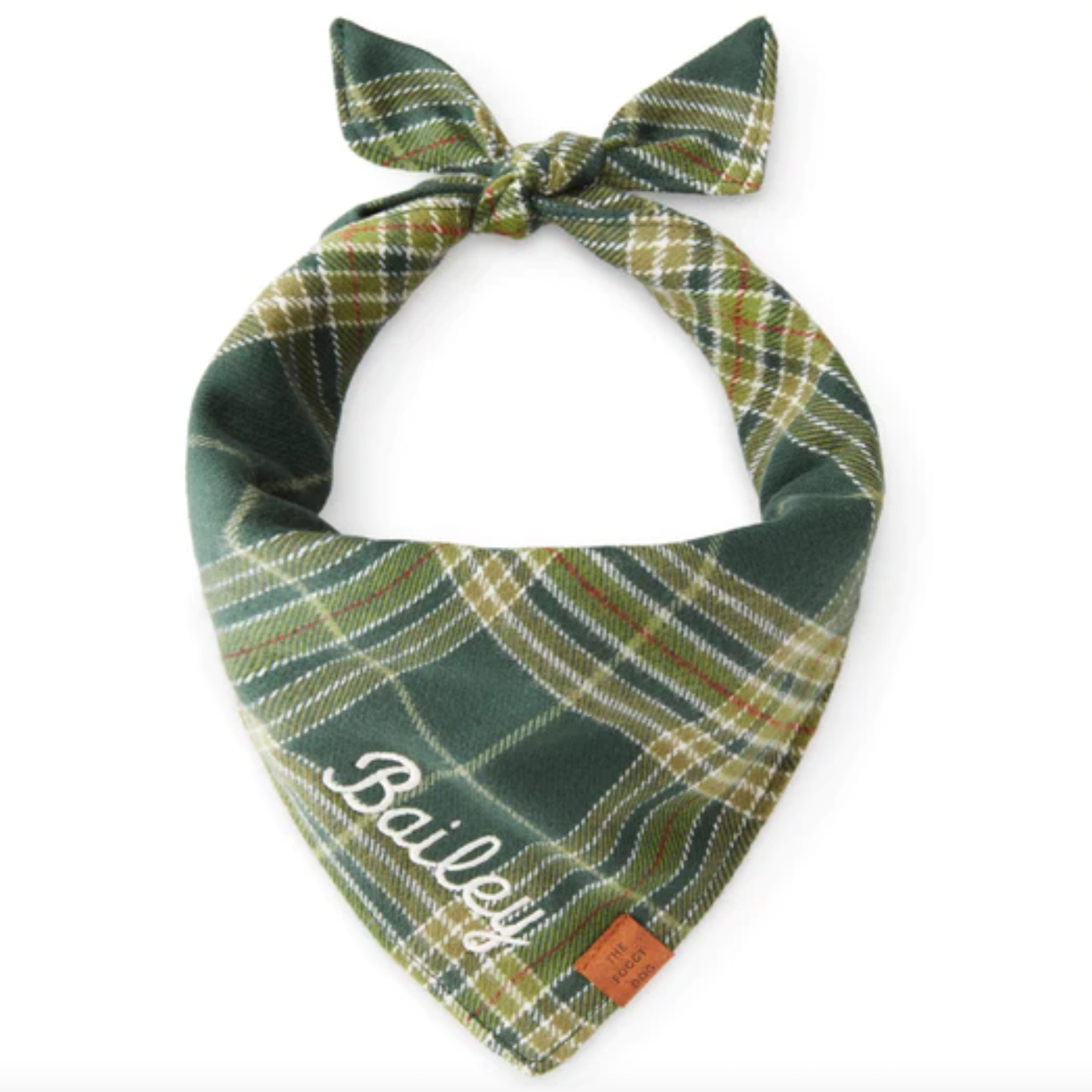 The Foggy Dog Mossy Plaid Flannel Dog Bandana