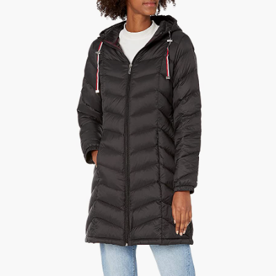 Tommy Hilfiger Women's Mid Length Chevron Quilted Down Jacket