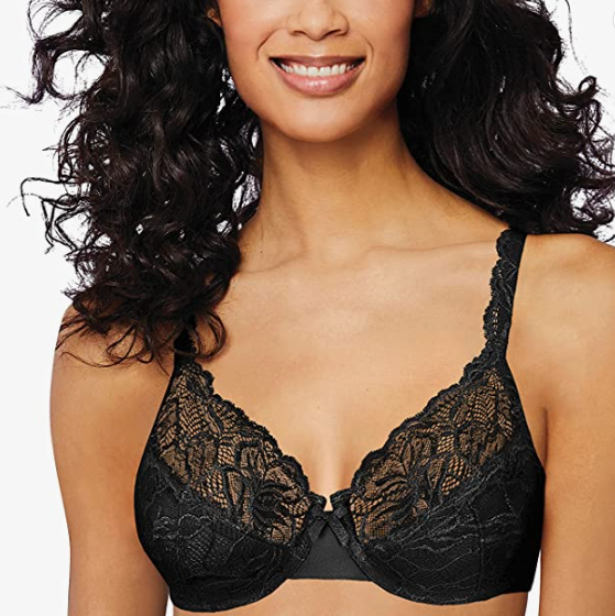 Maidenform Womens Convertible Rose Floral Lace Bra Black Navy