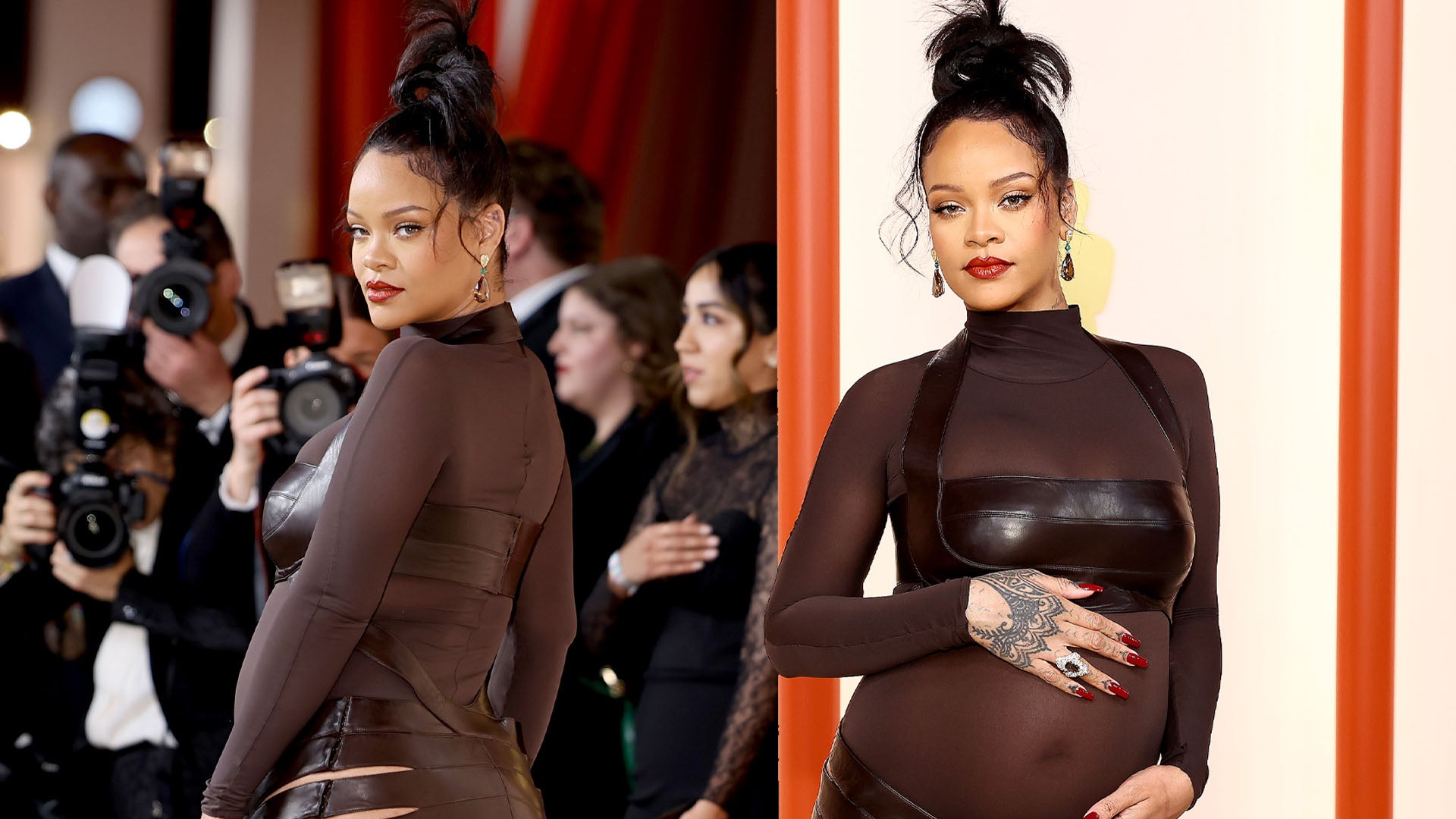 Lady Gaga and pregnant Rihanna among stars in elegant black at the 2023  Oscars