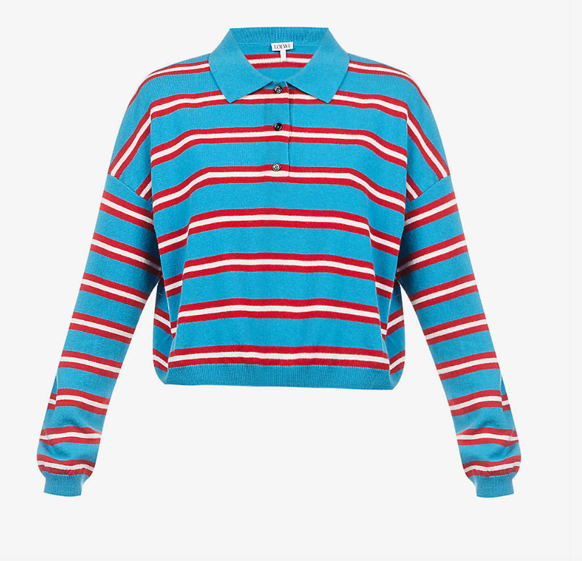 Knit Striped Polo Top - Cider