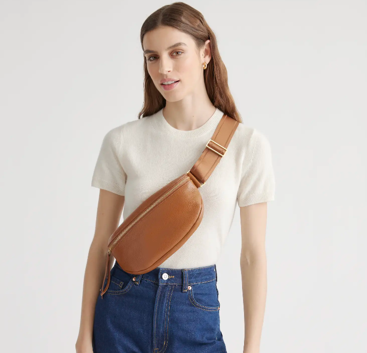 quince leather belt bag review