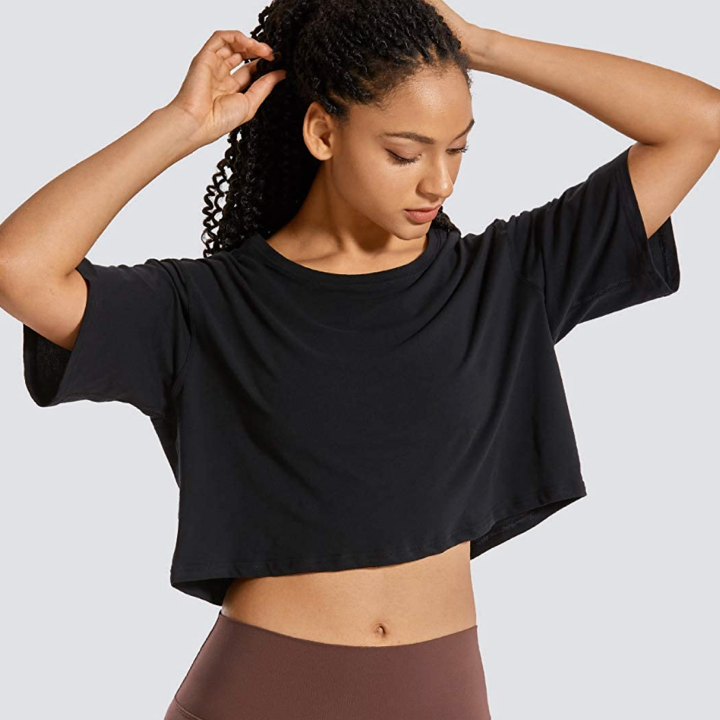 CRZ YOGA Women's Long Sleeve Crop Top Quick Dry Cropped Workout