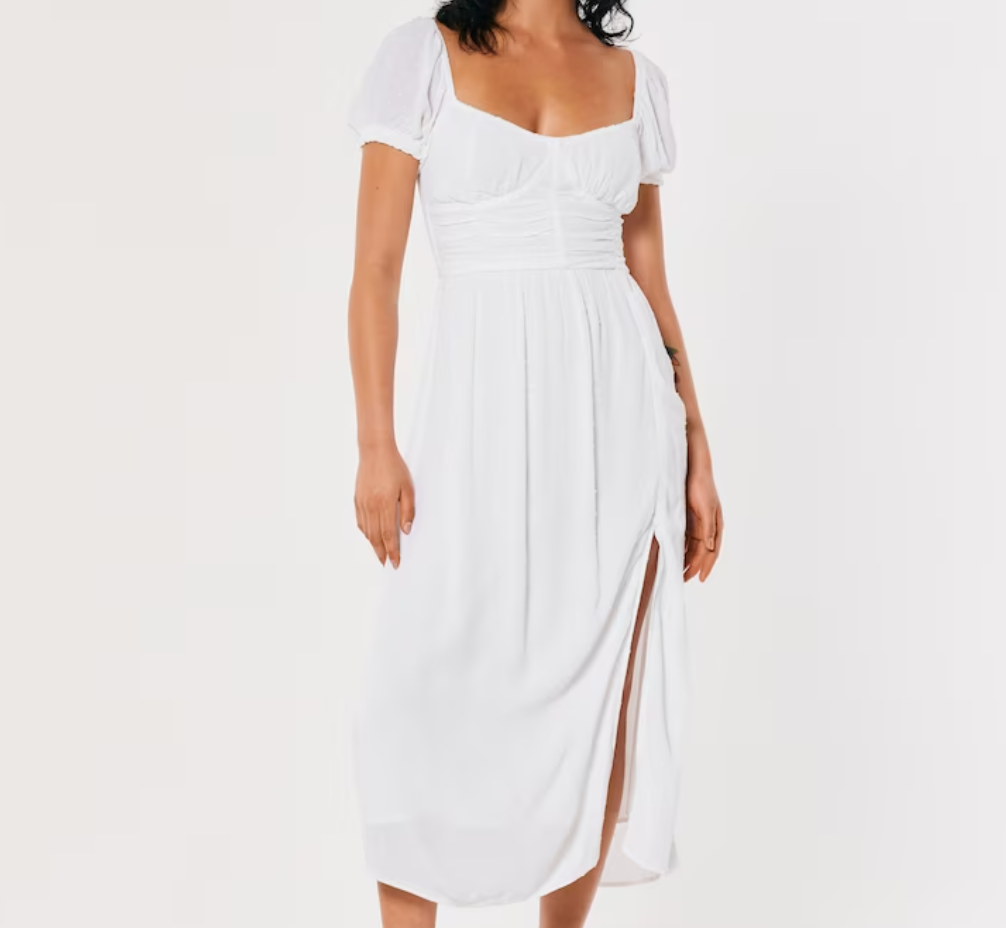 Hollister Ruched Waist Midi Dress