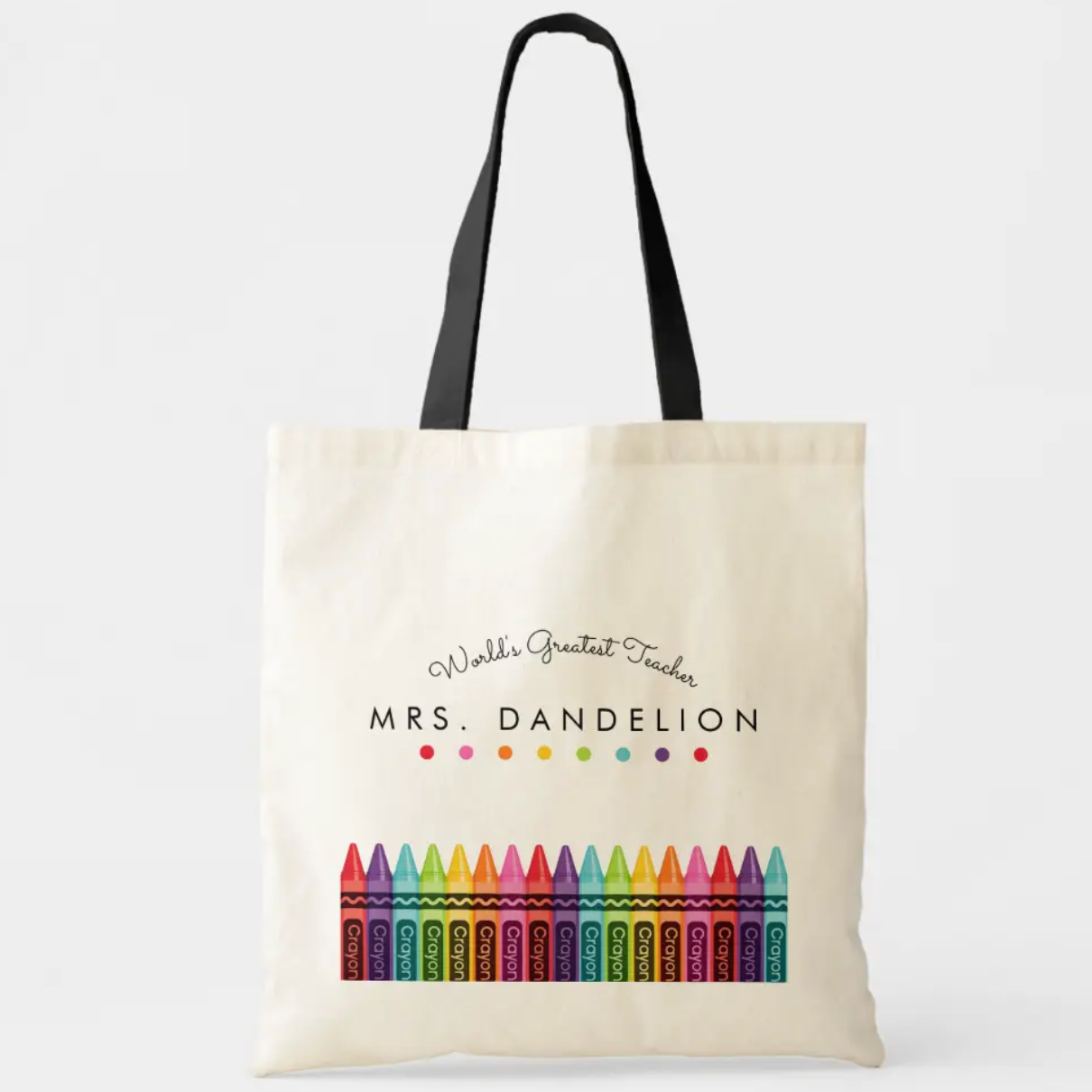 ZoeyBlueDesigns Rainbow Crayons Teacher Tote Bag