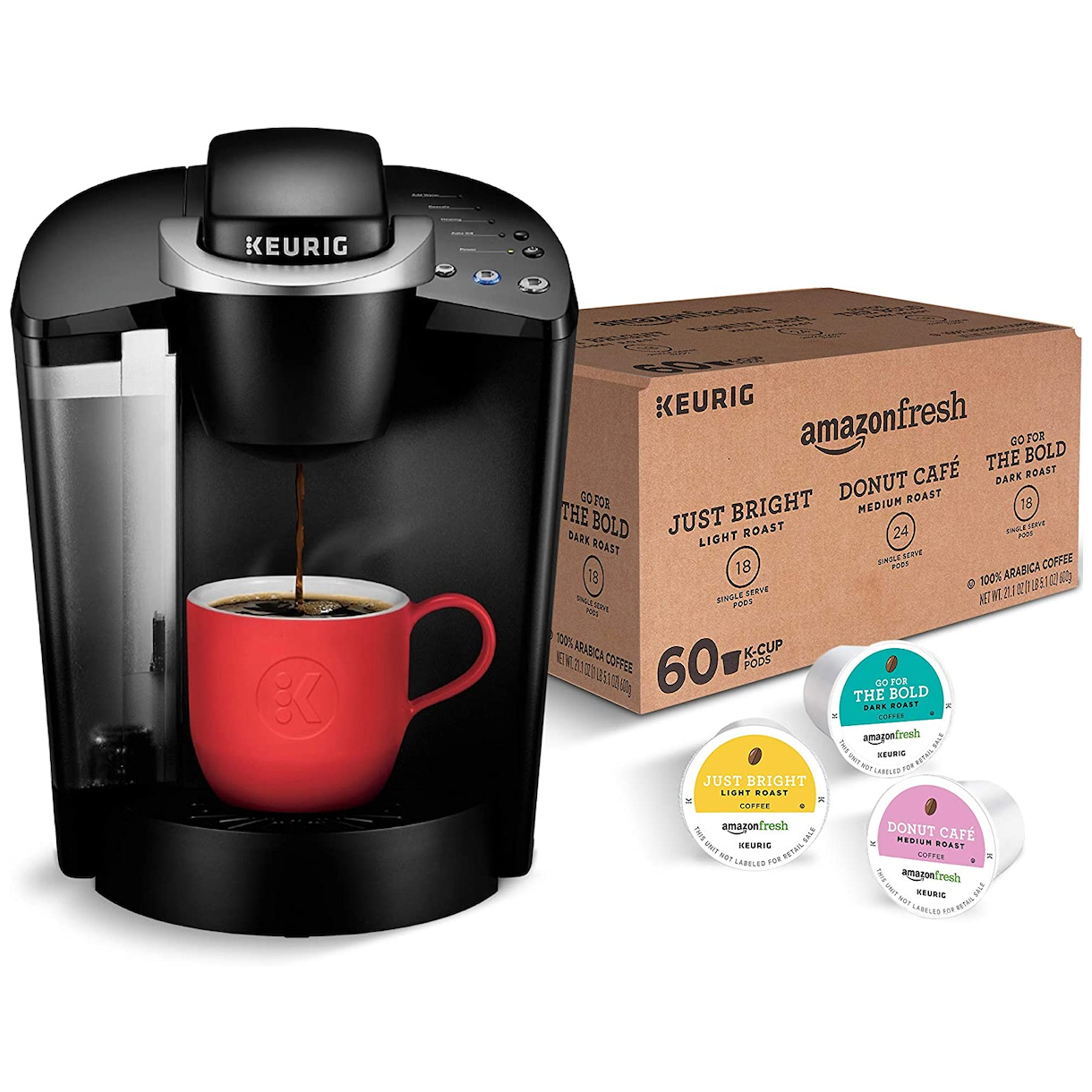 Keurig K-Classic Coffee Maker with AmazonFresh 60 Ct. Coffee Variety Pack