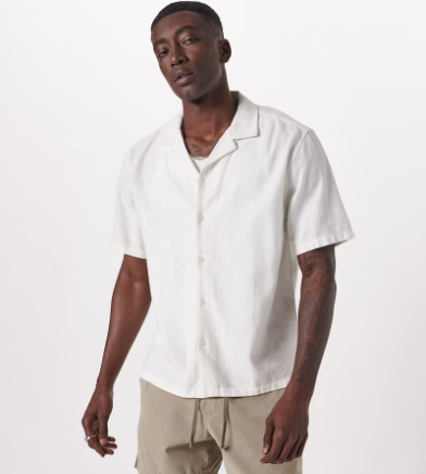 Camp Collar Linen-Blend Button-Up Shirt