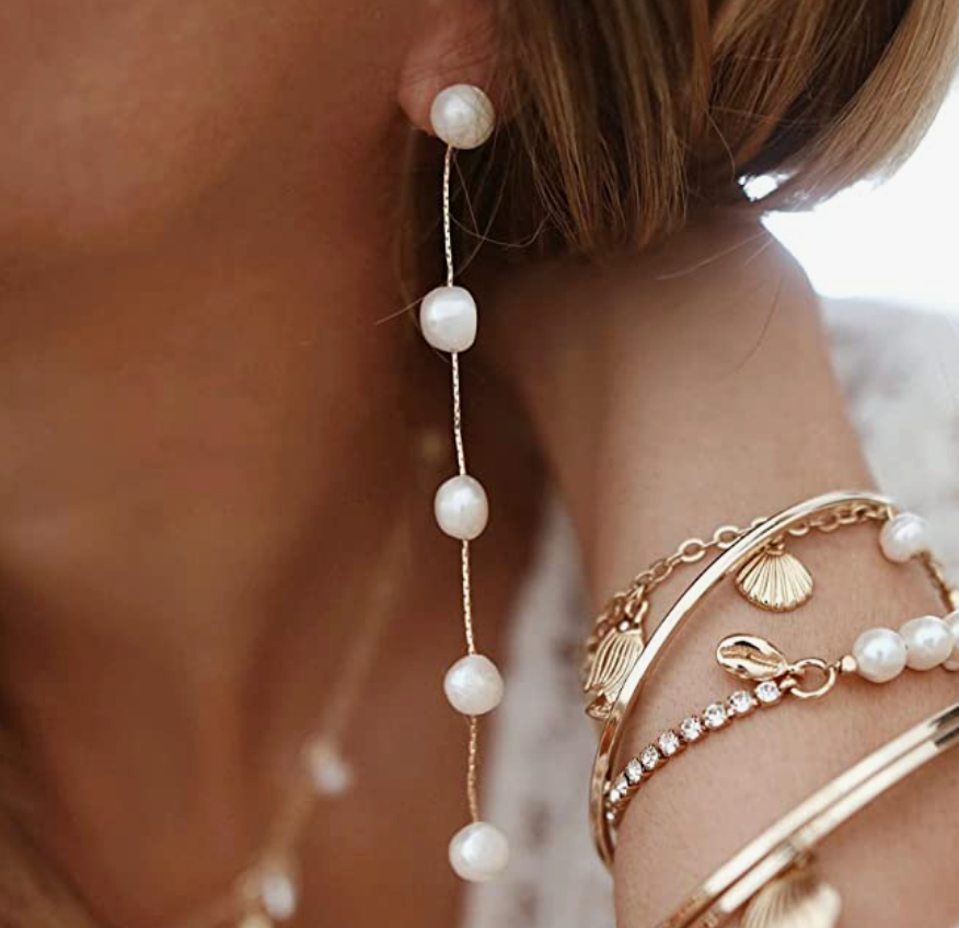 Ettika Drop Earrings with Handpicked Freshwater Pearls