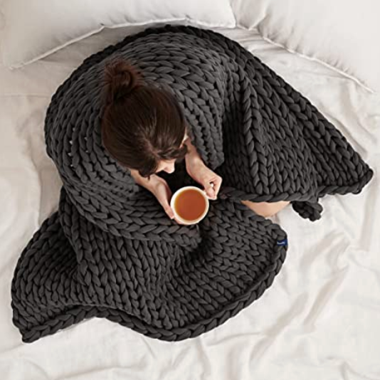 Bearaby Napper Organic Hand-Knit Weighted Blanket for Adults