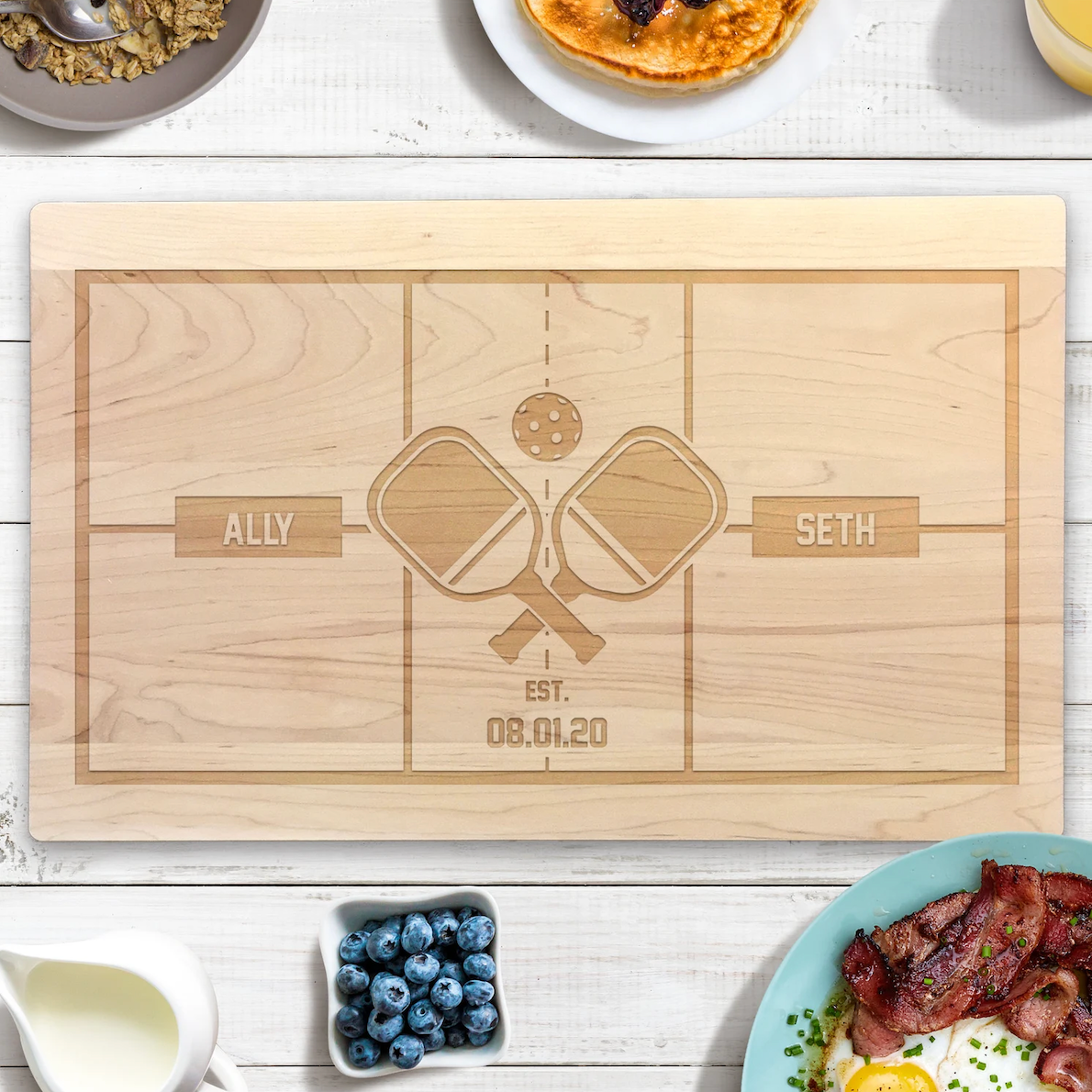 KnottyGiftsDotCom Cutting Board Pickleball Personalized Gifts