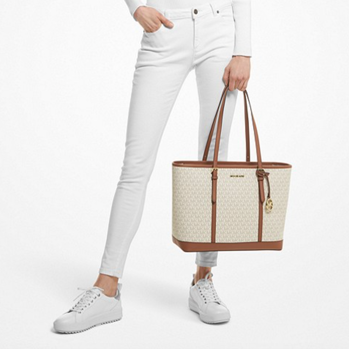 Shop at USA  MICHAEL MICHAEL KORS Carmen Small Logo and Leather Belted  Satchel  Now Available with 80 off    Satchel  Logoprint  twill  69 coated canvas17 polyester13