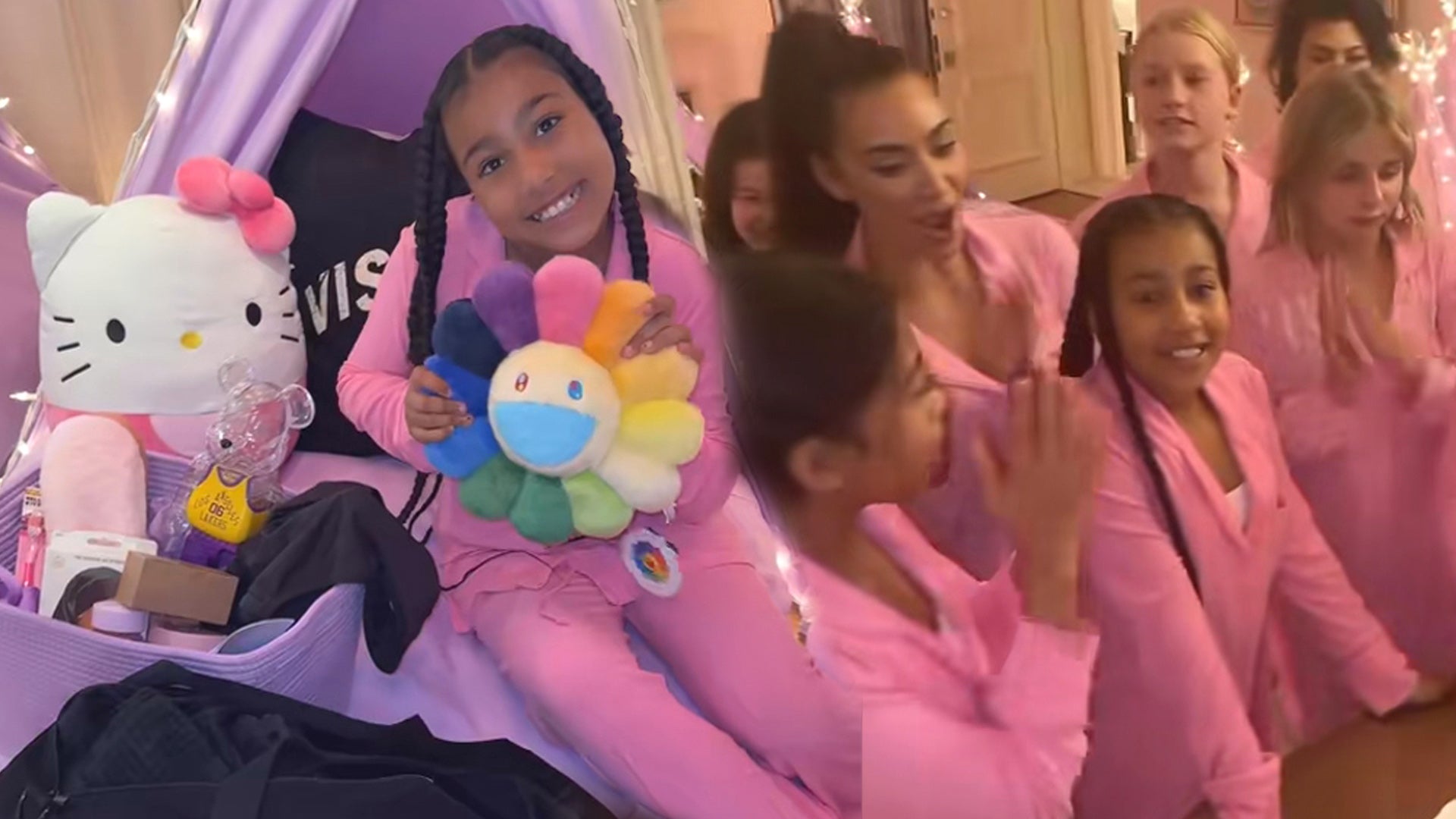 Kim Kardashian and North Match in Pink PJs for North's Birthday