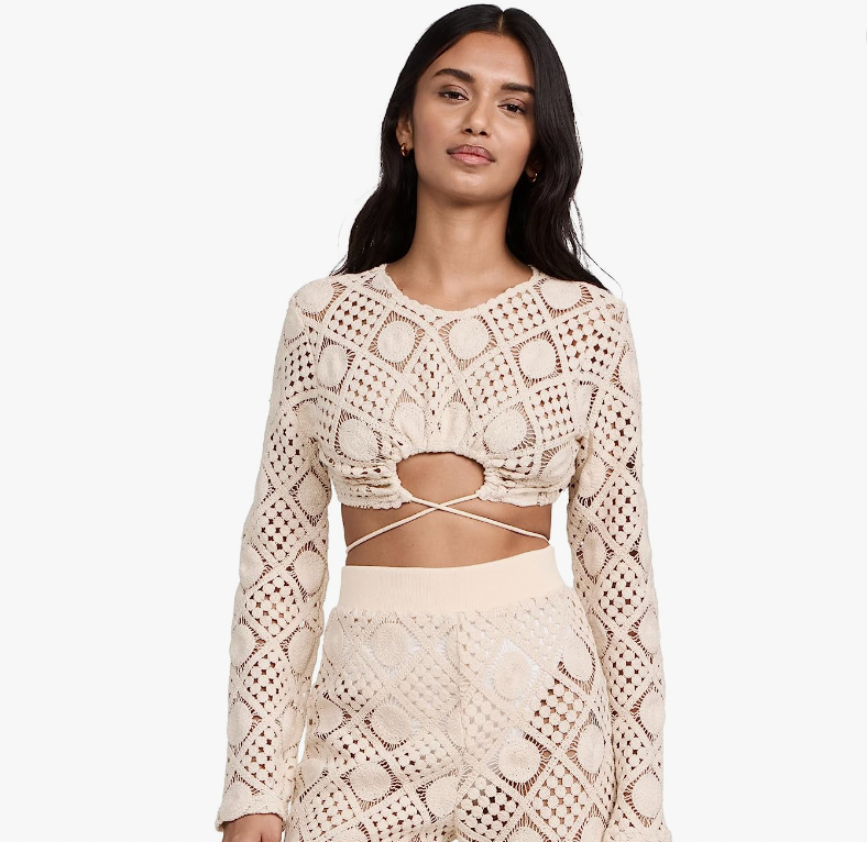 Andrea Iyamah Women's Hira Key Hole Crochet Crop Top