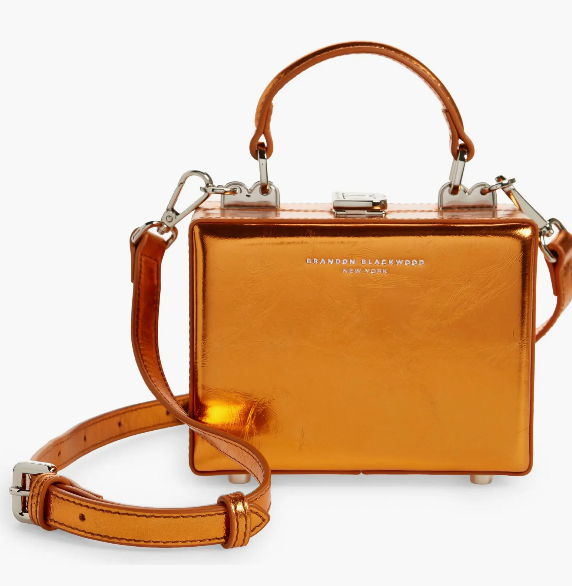 Brandon Blackwood Mini Kendrick Metallic Leather Trunk Crossbody Bag