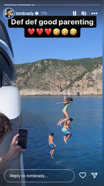 Tom Brady and Sons Ben and Jack Jump off a Yacht into the Sea: Watch