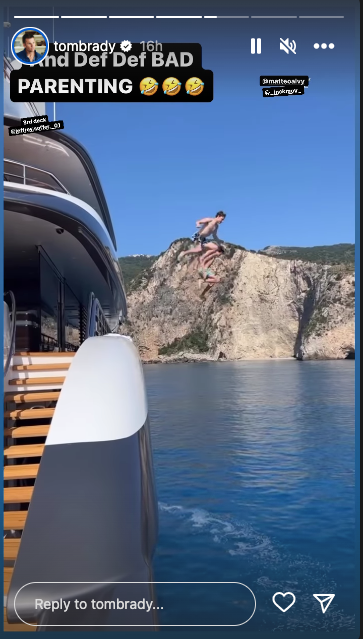 Tom Brady soaks up sun on yacht in St Tropez and gives son boxing